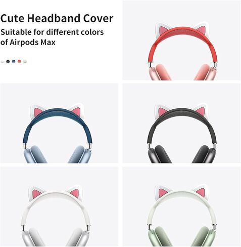 WQNIDE Headband Cover for AirPods Max, Cute Cat Ears Design, Soft Silicone Headband Protector, Comfort Cushion/Top Pad Protection, Compatible with Apple AirPods Max (Black) in Saudi Arabia