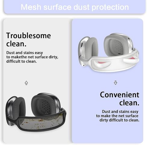 WQNIDE Headband Cover for AirPods Max, Cute Cat Ears Design, Soft Silicone Headband Protector, Comfort Cushion/Top Pad Protection, Compatible with Apple AirPods Max (Black) in Saudi Arabia