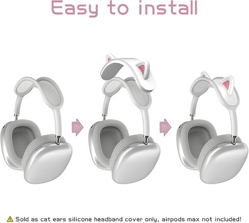 WQNIDE Headband Cover for AirPods Max, Cute Cat Ears Design, Soft Silicone Headband Protector, Comfort Cushion/Top Pad Protection, Compatible with Apple AirPods Max (Black) in Saudi Arabia