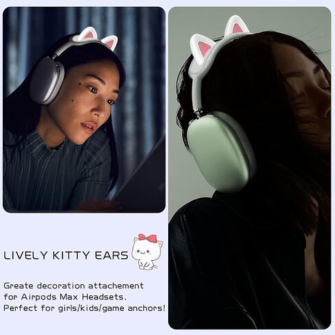 WQNIDE Headband Cover for AirPods Max, Cute Cat Ears Design, Soft Silicone Headband Protector, Comfort Cushion/Top Pad Protection, Compatible with Apple AirPods Max (Black) in Saudi Arabia