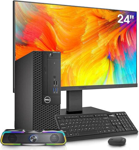 أجهزة الكمبيوتر المكتبية طراز OptiPlex 3050 من Dell مع حزمة كمبيوتر شاشة 24 بوصة، Intel Core i5-7500 3.4 جيجا هرتز، ذاكرة وصول عشوائي 16 جيجا بايت جديدة 512 جيجا بايت M.2 NVMe SSD، AX200 WiFi 6 مدمج، سطح مكتب مجدد، HDMI، Windows 10 Pro (متجدد) in Saudi Arabia