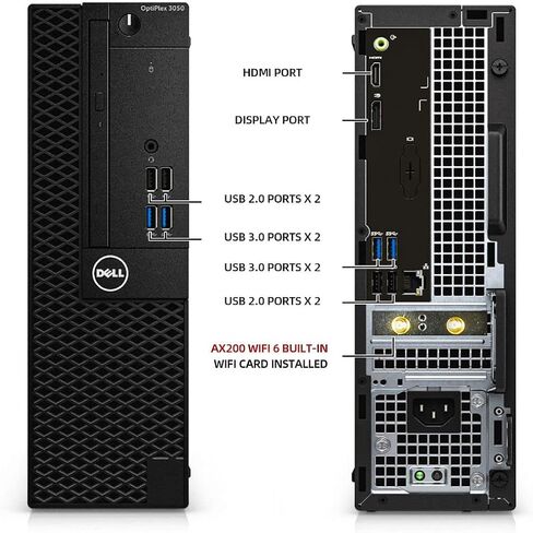 أجهزة الكمبيوتر المكتبية طراز OptiPlex 3050 من Dell مع حزمة كمبيوتر شاشة 24 بوصة، Intel Core i5-7500 3.4 جيجا هرتز، ذاكرة وصول عشوائي 16 جيجا بايت جديدة 512 جيجا بايت M.2 NVMe SSD، AX200 WiFi 6 مدمج، سطح مكتب مجدد، HDMI، Windows 10 Pro (متجدد) in Saudi Arabia