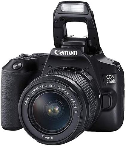 هيكل كاميرا Canon EOS 250D / Rebel SL3 الرقمية SLR مع Canon EF-S 18-55mm f/3.5-5.6 عدسة 3 عدسات DSLR مجمعة مع حزمة ملحقات كاملة + 64 جيجابايت + فلاش + حافظة والمزيد - الطراز الدولي (متجدد) in Saudi Arabia
