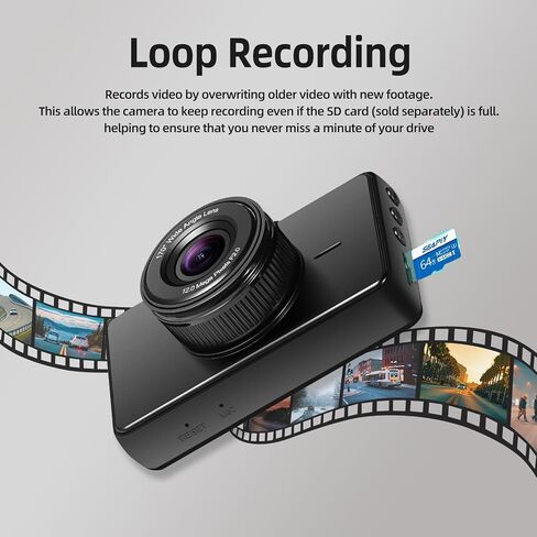 REIZIX Dash Cam 1080P Full HD، بطاقة SD 64G، كاميرا على لوحة القيادة ومسجل فيديو داشكام للسيارات مع شاشة IPS LCD مقاس 3 بوصات، رؤية ليلية، WDR، كشف الحركة، وضع انتظار السيارات، مستشعر G، زاوية واسعة 170 درجة in Saudi Arabia