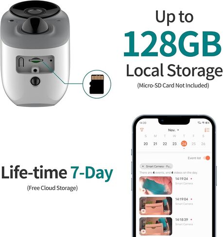 WiFi Wireless Security Camera Home Surveillance Video System with Solar Panel 1080P Night Vision PIR Motion Detection Two-Way Audio Local Cloud Storage in Kuwait