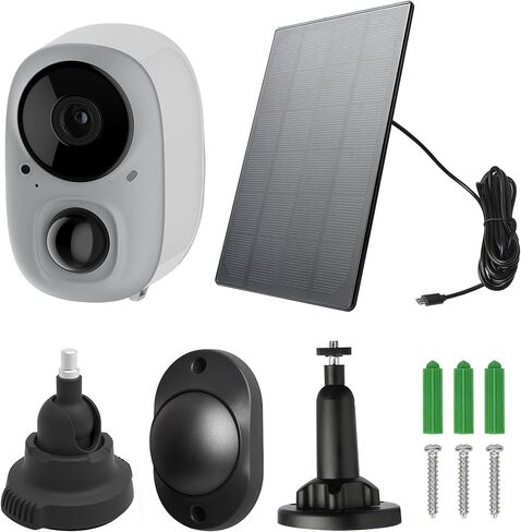 WiFi Wireless Security Camera Home Surveillance Video System with Solar Panel 1080P Night Vision PIR Motion Detection Two-Way Audio Local Cloud Storage in Kuwait