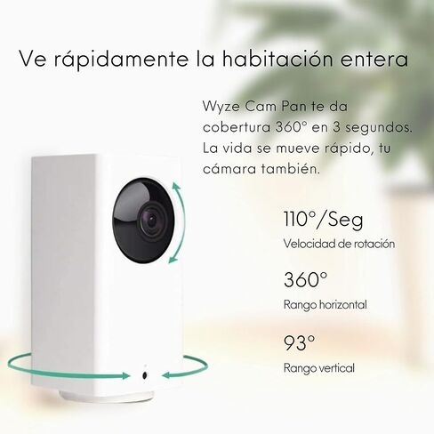 كاميرا Wyze Cam Pan 1080p Pan/Tilt/Zoom كاميرا منزلية ذكية داخلية مع بطاقة MicroSD سعة 32 جيجابايت من Wyze الفئة 10 in Kuwait
