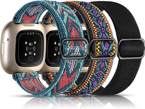Maledan Bands Compatible with Fitbit Versa 3/4 and Sense/Sense 2 Watch Bands, Adjustable Stretchy Fabric Sport Wristbands for Men and Women in Kuwait