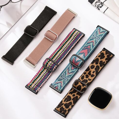 Maledan Bands Compatible with Fitbit Versa 3/4 and Sense/Sense 2 Watch Bands, Adjustable Stretchy Fabric Sport Wristbands for Men and Women in Kuwait