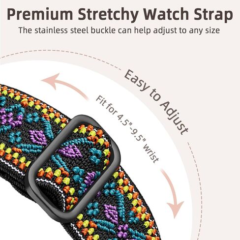 Maledan Bands Compatible with Fitbit Versa 3/4 and Sense/Sense 2 Watch Bands, Adjustable Stretchy Fabric Sport Wristbands for Men and Women in Kuwait