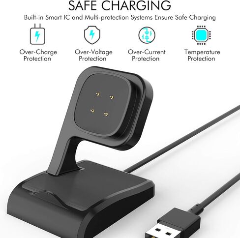 ايو كارلوس قاعدة شحن متوافقة مع فيتبيت سينس/سينس 2/فيرسا 4/فيرسا 3، قاعدة قاعدة شحن مع سلك USB بديل لساعة سينس/سينس 2/فيرسا 4/فيرسا 3 الذكية in Kuwait