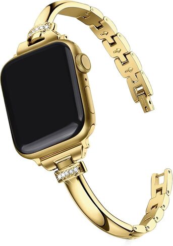 Secbolt Bands Compatible with Apple Watch Band 38mm 40mm 41mm iWatch SE Series 9/8/7/6/5/4/3/2/1, Slim Dressy Metal Bracelets with Rhinestones for Women in Saudi Arabia