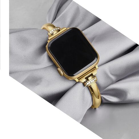 Secbolt Bands Compatible with Apple Watch Band 38mm 40mm 41mm iWatch SE Series 9/8/7/6/5/4/3/2/1, Slim Dressy Metal Bracelets with Rhinestones for Women in Saudi Arabia