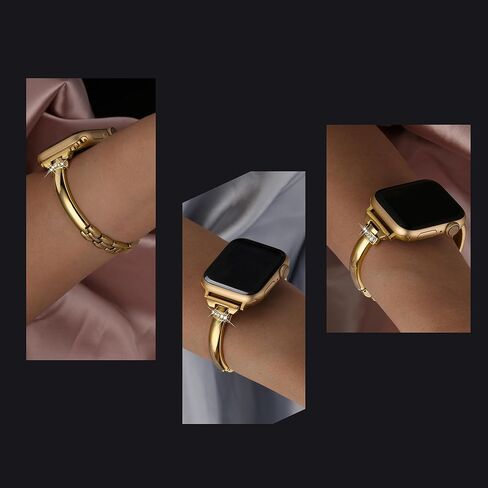 Secbolt Bands Compatible with Apple Watch Band 38mm 40mm 41mm iWatch SE Series 9/8/7/6/5/4/3/2/1, Slim Dressy Metal Bracelets with Rhinestones for Women in Saudi Arabia