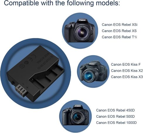F1TP ACK-E5 محول طاقة التيار المتردد DR-E5 DC المقرنة LP-E5 طقم بطارية الدمية لكاميرات Canon EOS Rebel T1i XSi XS 450D 500D 1000D Kiss F X2 X3. in Saudi Arabia