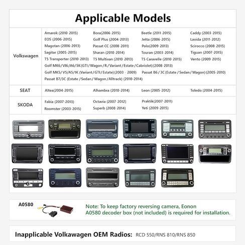 Eonon CarPlay & Android Auto Car Stereo Android 10 راديو السيارة 2+32 جيجابايت، متوافق مع فولكس فاجن/سيات/سكودا، بلوتوث 5.0-9 بوصة-Q53SE in Kuwait