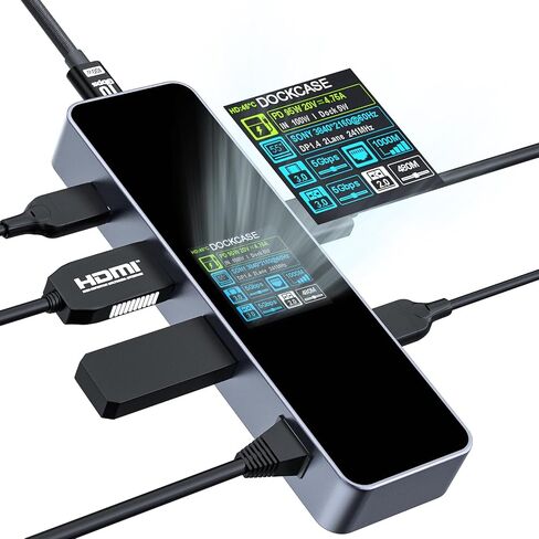 دوك كيس موزع USB C ذكي (6 في 1) مع منفذ HDMI 4K@60Hz وجيجابت ايثرنت وUSB-C ومنفذي بيانات USB-A 5Gbps وتوصيل طاقة 100 واط لجهاز ماك بوك اير وماك بوك برو واكس بي اس وغيرها in Kuwait