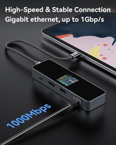 دوك كيس موزع USB C ذكي (6 في 1) مع منفذ HDMI 4K@60Hz وجيجابت ايثرنت وUSB-C ومنفذي بيانات USB-A 5Gbps وتوصيل طاقة 100 واط لجهاز ماك بوك اير وماك بوك برو واكس بي اس وغيرها in Kuwait