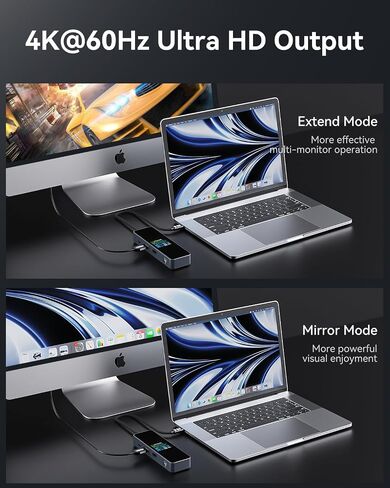 دوك كيس موزع USB C ذكي (6 في 1) مع منفذ HDMI 4K@60Hz وجيجابت ايثرنت وUSB-C ومنفذي بيانات USB-A 5Gbps وتوصيل طاقة 100 واط لجهاز ماك بوك اير وماك بوك برو واكس بي اس وغيرها in Kuwait