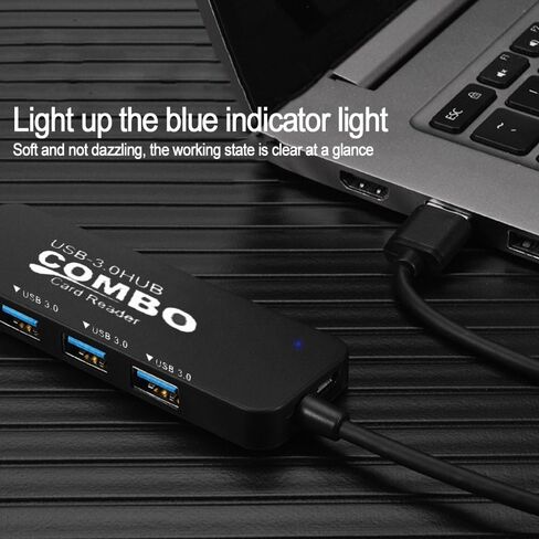 USB Hub with SD Card/Micro SD Reader, 6 inch DUOYHIEL USB Hub with Sd Card Reader Adapter, 2 Ports for Camera and Bank Credit Card, 3 USB 3.0 Ports for Laptop, PC, Flash Drives and More in Kuwait