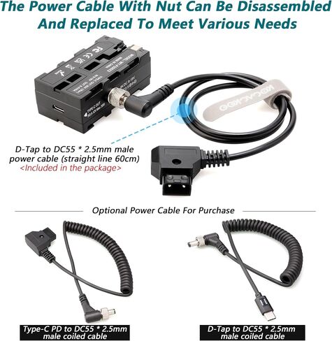 D-Tap to Double-Sided NP-F550/970/570 Dummy Battery Power Adapter. | Compatible for LED Light, Feelworld,Atomos Ninja/Shinobi Monitor, Hollyland Wireless Video Transmission(Thicker version) in Saudi Arabia