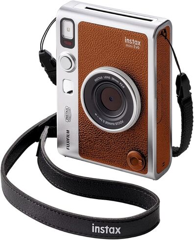 حزمة كاميرا Fujifilm Instax Mini EVO Hybrid الفورية مع حافظة متوافقة مع Fujifilm Instax Mini EVO + Fujifilm Instax Mini Twin Pack Instant Film (16437396) (بني) in Kuwait