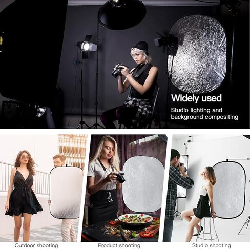 Godox 23x35 in/60x90cm Light Reflector Diffuser, 5-in-1 Portable Collapsible Round Multi Disc with Holder Clip & Bag for Studio Shooting,Video Location-Gold,Silver,White,Black,Translucent in Kuwait