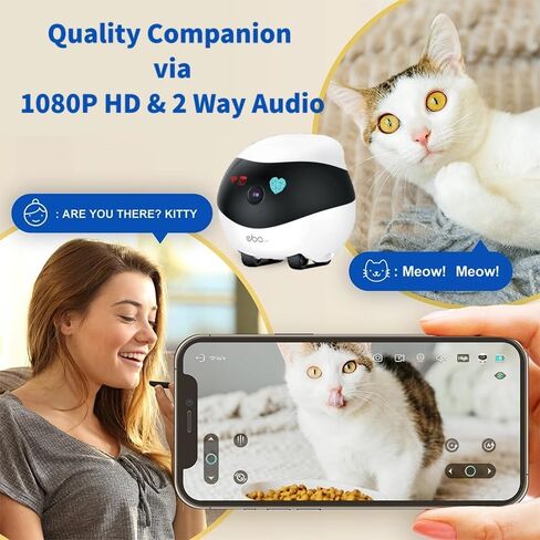 Rocon Ebo SE Pet Robot Camera, 2 Way Talk, Night Vision, App Remote Control, Indoor Security Camera, Movable Cam for Dog/Cat/Baby, SD Card in Saudi Arabia
