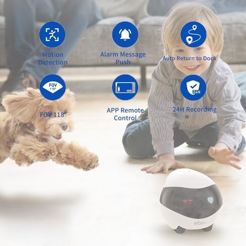 Rocon Ebo SE Pet Robot Camera, 2 Way Talk, Night Vision, App Remote Control, Indoor Security Camera, Movable Cam for Dog/Cat/Baby, SD Card in Saudi Arabia
