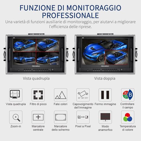 FEELWORLD ATEM156-CO 15.6 Inch Portable Broadcast Direction Monitor 1920 x 1080 Full HD Live Streaming Camera Monitor with 4 HDMI Output Inputs for Breath Mini Video Switcher Mixer in Saudi Arabia