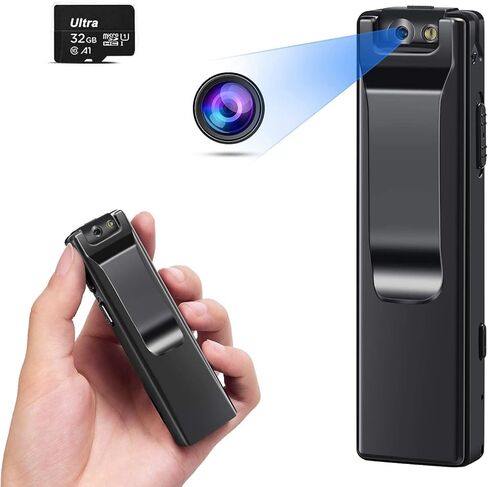Mini Body Camera Video Recorder, Pocket Camera, Tiny Camera, Nanny Small Cam, Body Spy Camera, Small Security Camera for Home Outdoor Office and More (with 32G Black Super high-Speed Memory Card) in Kuwait