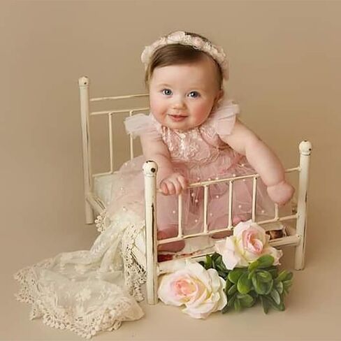 LYXIHAP 3 قطع من دعامات التصوير الفوتوغرافي لحديثي الولادة للفتيات الصغيرات بشريط من الدانتيل مجموعة ملابس للرأس in Kuwait