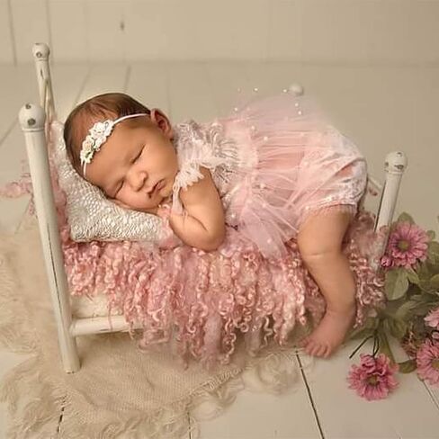 LYXIHAP 3 قطع من دعامات التصوير الفوتوغرافي لحديثي الولادة للفتيات الصغيرات بشريط من الدانتيل مجموعة ملابس للرأس in Kuwait