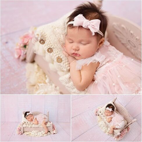 LYXIHAP 3 قطع من دعامات التصوير الفوتوغرافي لحديثي الولادة للفتيات الصغيرات بشريط من الدانتيل مجموعة ملابس للرأس in Kuwait