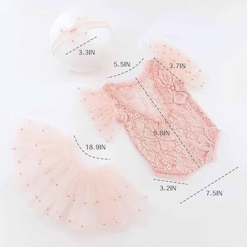 LYXIHAP 3 قطع من دعامات التصوير الفوتوغرافي لحديثي الولادة للفتيات الصغيرات بشريط من الدانتيل مجموعة ملابس للرأس in Kuwait