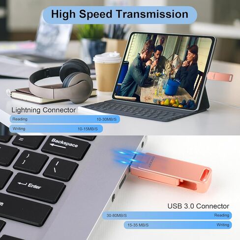 عصا صور معتمدة من Apple MFi، محرك فلاش 3 في 1 iPhone سعة 512 جيجابايت، عصا ذاكرة iPhone لتخزين الصور، محرك أقراص إبهام iPhone، وحدة تخزين خارجية متوافقة مع iPhone/PC/iPad/المزيد من الأجهزة in Kuwait