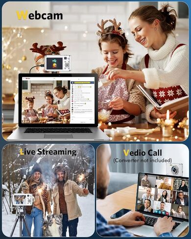 كاميرا رقمية FHD 4K 48MP كاميرا تسجيل فيديو مع ضبط تلقائي للصورة كاميرا مزدوجة 16X تكبير رقمي مع بطاقة 32 جيجابايت كاميرات رقمية صغيرة للصور كاميرا سفر مدمجة محمولة للأطفال الأولاد والبنات والمراهقين، أبيض in Kuwait