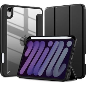 Mastten Case for iPad Mini 6 Case/for iPad Mini 6th Generation Case 2021 8.3 Inch with Pencil Holder, Hybrid Slim Clear Back Shell for iPad Mini 6 Case Kids, Auto Wake/Sleep, Black
