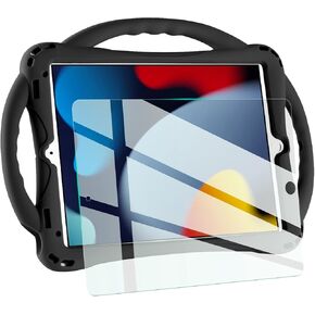 حافظة iPad 10.2، حافظة TopEsct iPad 9th/8th/7th Generation للأطفال مع واقي شاشة من الزجاج المقسى وحزام، حافظة iPad 10.2 بوصة 2021 من السيليكون مقاومة للصدمات (أزرق)