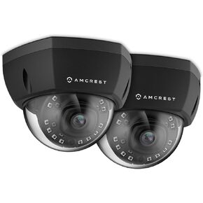 Amcrest 2-Pack UltraHD 4K (8MP) Dome POE IP Camera, 3840x2160, 98ft NightVision, 2.8mm Lens, IP67 Weatherproof, IK10 Vandal Resistance, MicroSD Recording Black (IP8M-2493EB)