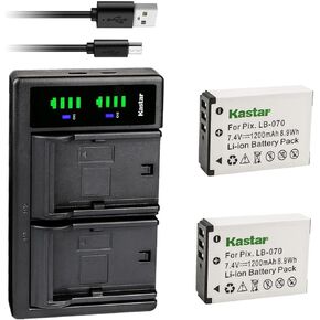 Kastar 2-Pack LB-070 بطارية وشاحن USB LTD2 بديل لكاميرا Kodak Pixpro AZ901، AZ901 Astro Zoom، PIXPRO S1 in Kuwait