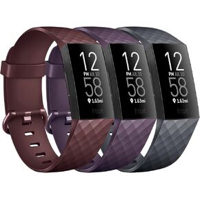 3 قطع من الأربطة الرياضية المتوافقة مع Fitbit Charge 4 Bands للنساء والرجال، أساور معصم بديلة من السيليكون الناعم قابلة للتعديل لـ Fitbit Charge 4 / Fitbit Charge 3 / Charge 4 SE/Charge 3 SE in Kuwait