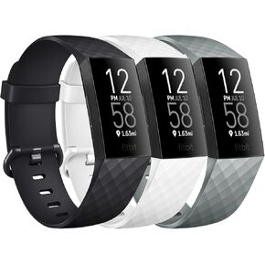 3 Pack Sport Bands Compatible with Fitbit Charge 4 Bands Women Men, Soft Silicone Adjustable Replacement Straps Wristbands for Fitbit Charge 4 / Fitbit Charge 3 / Charge 4 SE/Charge 3 SE