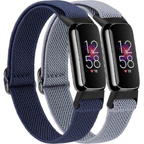 2-Pack Elastic Bands for Fitbit Luxe Bands Women Men, Adjustable Soft Stretch Nylon Sport Replacement Wristband for Fitbit Luxe/Luxe Special Edition Fitness Tracker