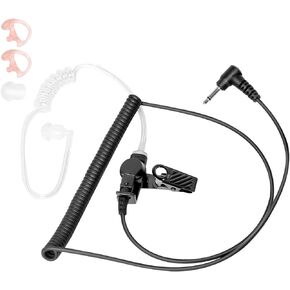 HAOSHENGDA 3.5mm Listen Only Earpiece - Acoustic Tube Receive Only Headset for Speaker Mic of Motorola Kenwood Baofeng, Ideal for Police Security and Law Enforcement Use (Black)