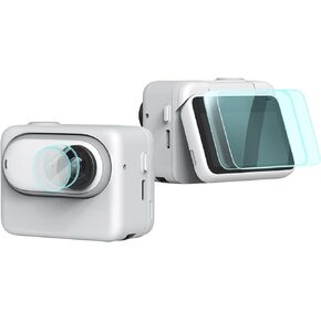 واقي الشاشة والعدسة لجهاز Insta360 GO 3، عبوتان من واقي الشاشة الزجاجي المقوى الخالي من الفقاعات و2 عبوتين من غشاء واقي العدسات المضاد للخدش بقوة 9H، رفيع للغاية وعالي الوضوح وتغطية كاملة واضحة in Kuwait