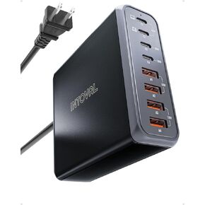 Intoval 140W USB C Charger Block: 8-Port Charging Station for Multiple Devices iPhone, MacBook, Galaxy, iPad & More (K44,Black)