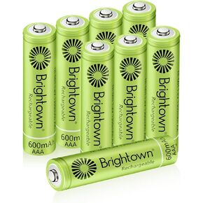 Brightown 12-Pack Rechargeable AAA Batteries, 600mAh NiMH Precharged Triple A Solar Batteries for Solar Lights and Household Devices, Low-self Discharge, Up to 1200 Cycle Times, UL Certified, 1.2V in Kuwait