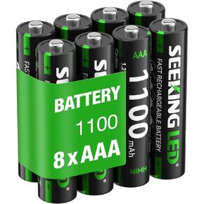 SEEKING LED بطاريات AAA قابلة لإعادة الشحن 16 قطعة، 1200 بطاريات AAA تقنية، بطارية Ni-MH 1100 مللي أمبير AAA، بطارية AAA منخفضة التفريغ الذاتي 1.2 فولت، مع 4 × صناديق حماية البطارية in Kuwait