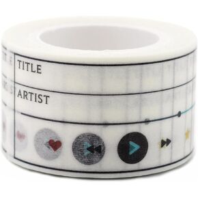 LAOMIS Japanese Music Playlist Tracker Washi Paper Tape / 25mm x 10M